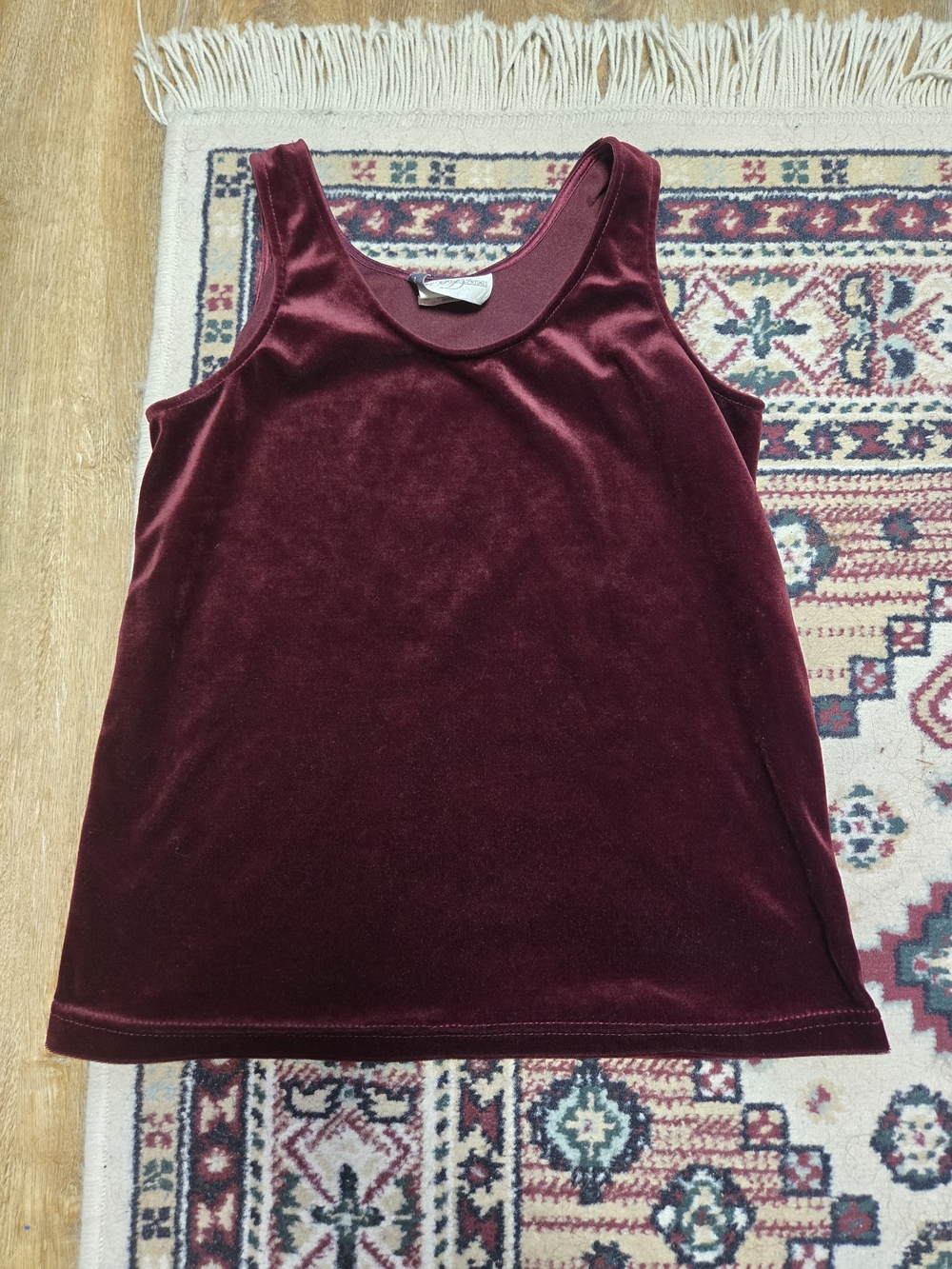 Velvet Scoop Neck Tank Top - Burgundy